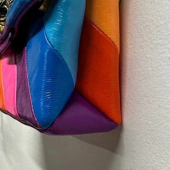 Kurt Geiger Mini Kensington Bag Purse Rainbow Striped Colorful Leather Crossbody - Picture 11 of 14